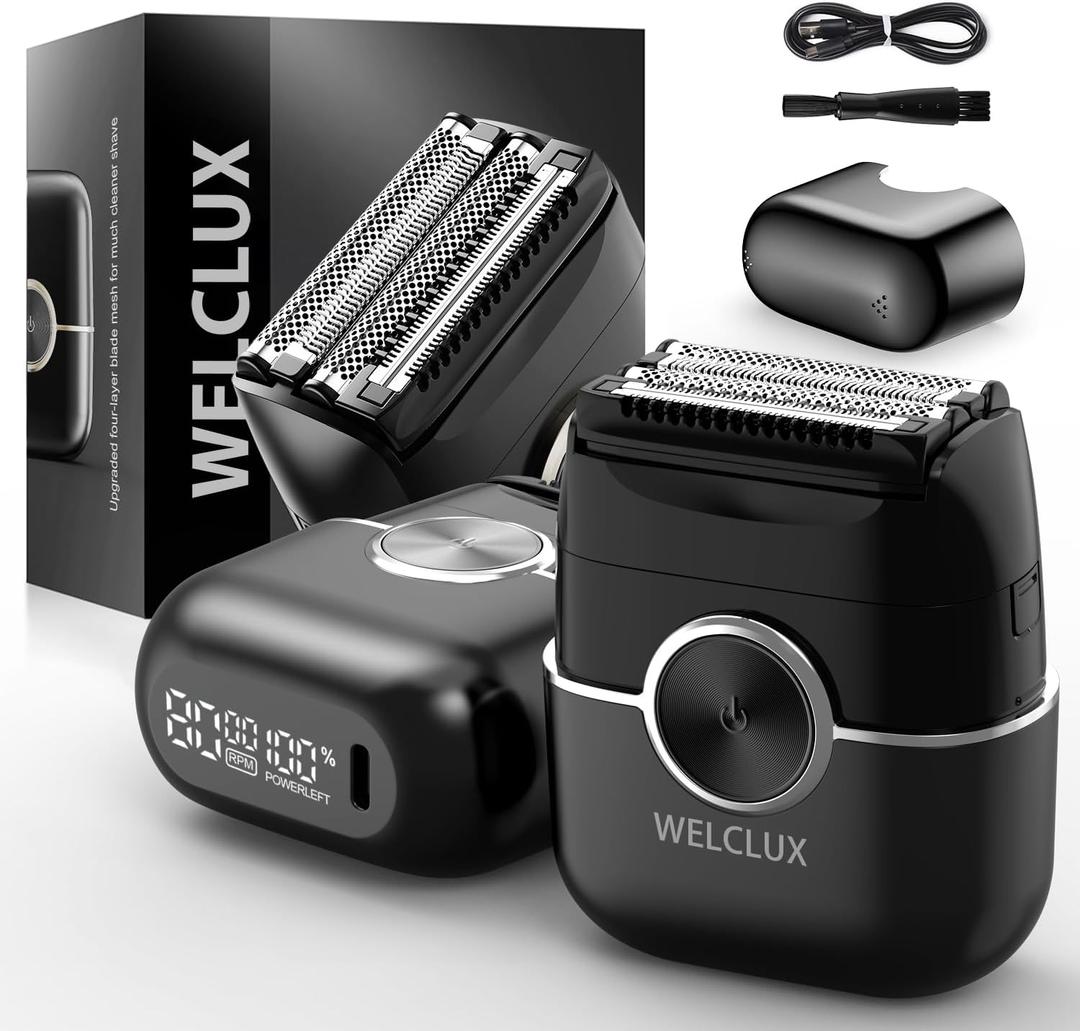 Electric Foil Shavers for Men: Upgraded Mini Electric Razor with 4 Floating Blades & Big LED Display - Foil Shaver for Men with 2 Gears Adjustable - Face Shaver with IPX7 Waterproof Wet/Dry,USB Type C