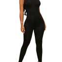 MakeMeChic Women's Sleeveless Mock Neck One Piece Jumpsuit Romper Bodysuit Pants Unitard Jumpsuits Size S