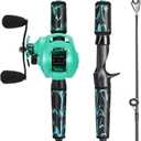 One Bass Fishing Rod and Reel Combo, IM6 Graphite 2Pc Blank Baitcasting Combo with SuperPolymer Handle