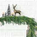 Artificial Norfolk Pine Garlands, Real Touch Winter Pine Garland, Green Artificial Greenery Garland for Mantle, Stairs, Table, Fireplace, Indoor & Outdoor Xmas Decorations(9FT)