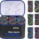 4Monster 4 Pack Microfiber Camping Towel Quick Dry, Super Absorbent Travel Towel with Waterproof Bag, Lightweight Boat Towel for RV, Sport, Gym, Beach, Pool, Swim,Family Trip (6-navy)