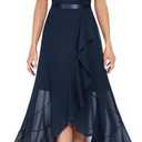 Bbonlinedress Women's V-Neck Dress for Women Wedding Guest Hi-Lo Floral Lace Prom Cocktail Party Formal Bridesmaid Dress XXL