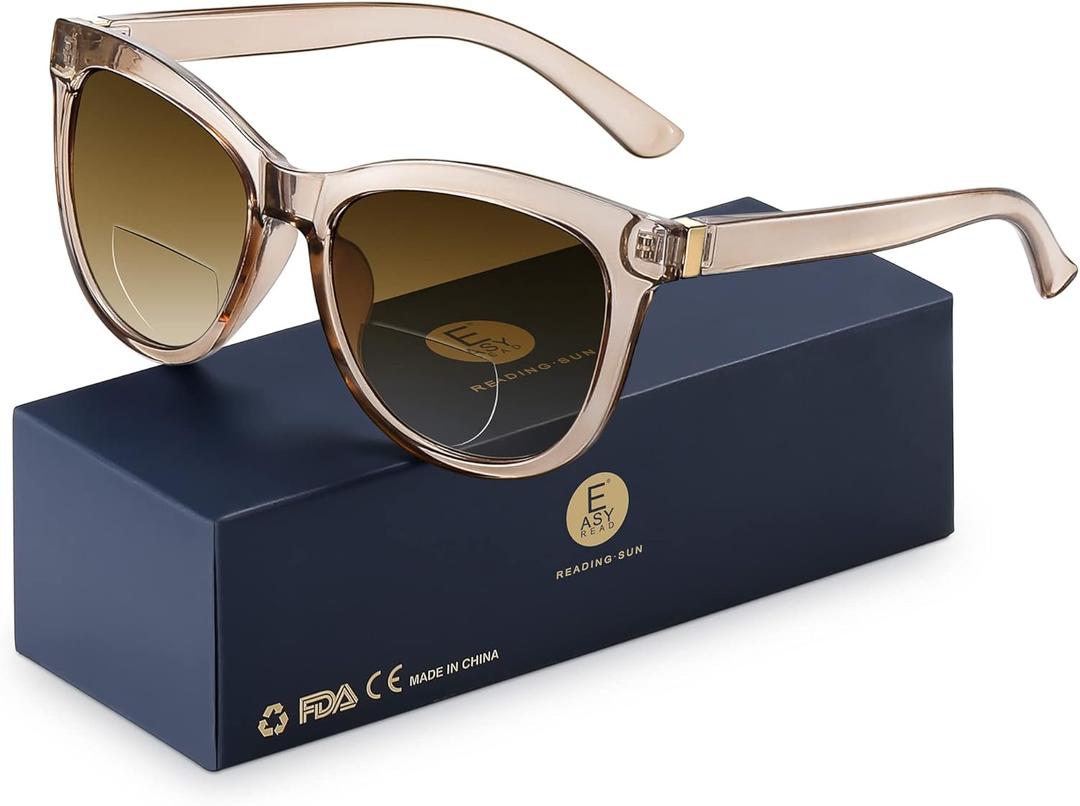 EASY READ Bifocal Reading Sunglasses for WomenFashion Sun Readers UV400 Protection(Magnification 2.50, Brown)