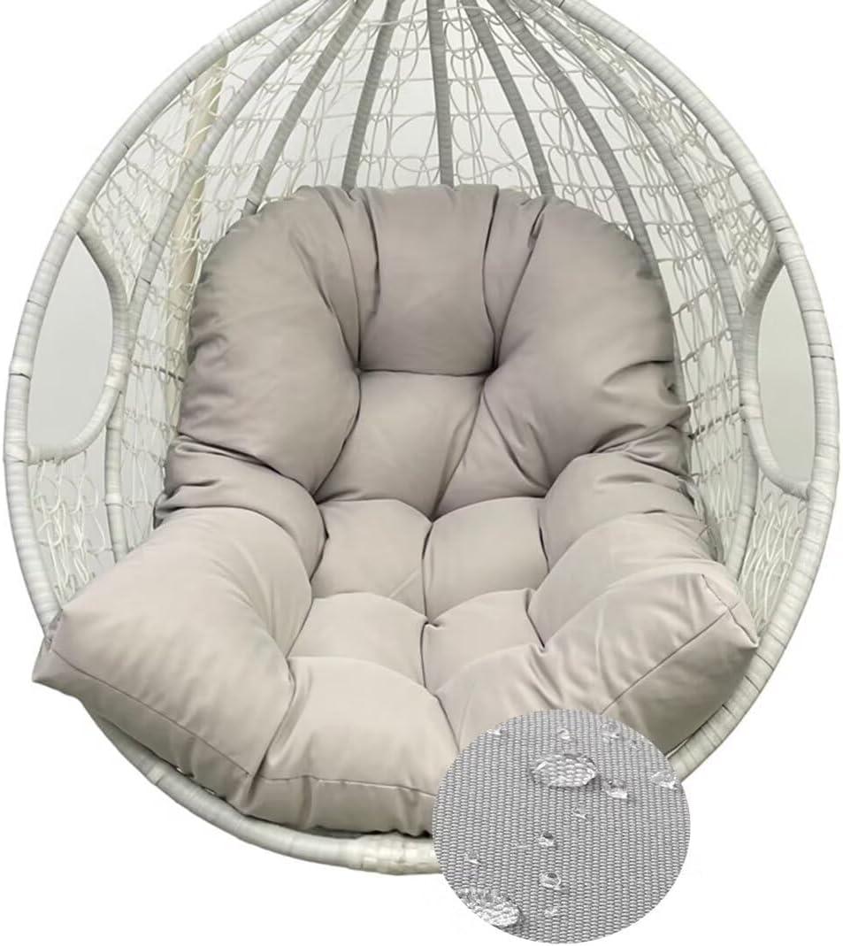 Outdoor Egg Chair Cushion Waterproof,Light Grey Outdoor Hanging Basket Seat Pads,Thicken Wicker Hammock Chair Pads, Patio Rattan Swing Chair Pad Only 47"*35"