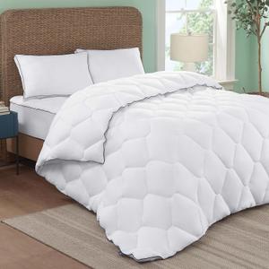 Serta Ocean Breeze Soft Down Alternative Bedding Comforter Duvet Insert with Sustainable Fiber Fill and Tencel Cover for All Season, Queen, White