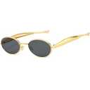 AIEYEZO Retro Oval Sunglasses for Women Men Fashion Gold Frame Sardine Sun Glasses Suitable for Small Faces (Gold/ Grey)