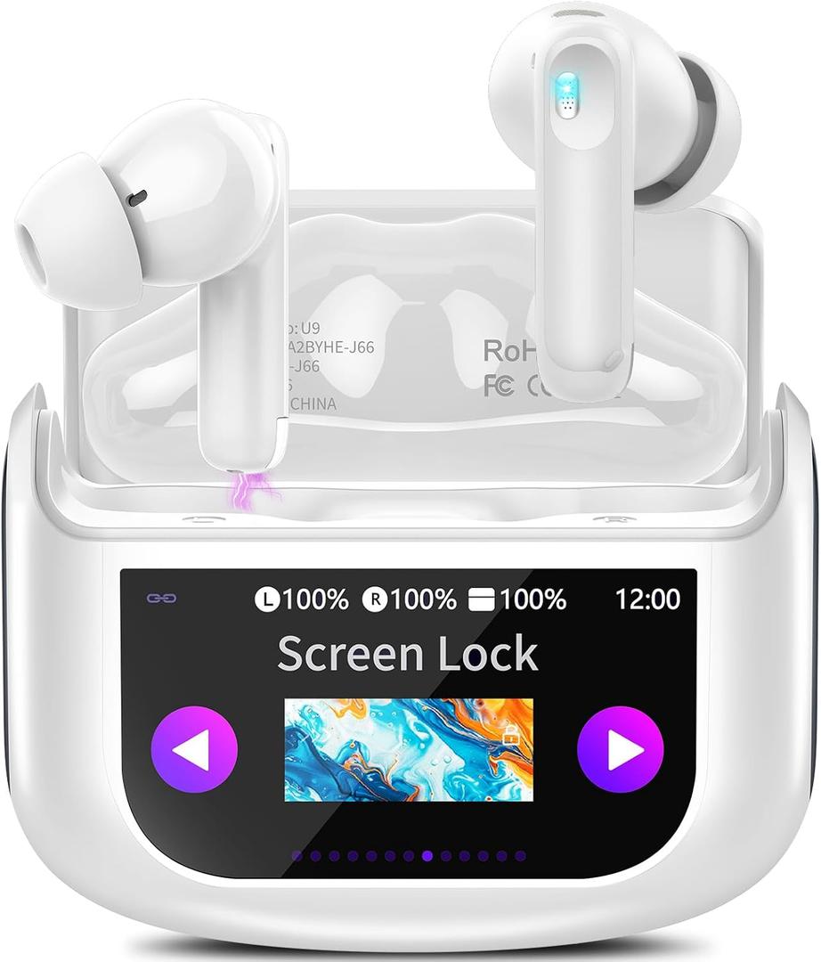 AI Translation Earbuds Real Time,164 Language/7 Translation Modes Translator Earbuds with Audio and Video Calls,No Subscription,5 EQ Modes Touch Screen Translator Headphones,48H AI Ear Bud, IvoryWhite
