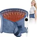 Heating Pad for Back & Period Cramps, 12"x24" Electric Heating Pad with 26" Waist Belt, 6 Heat Levels 4 Timers & 2H Auto Shut Off, Gift for Women Men Mom Dad (Blue)