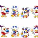 2 x G2PLUS 4th of July Garland 2 Pack 19.6Ft Total, Pre-Strung Patriotic Duck Banner, Red White Blue Paper Banner, American Flag Classroom Decorations for Independence Day School Party