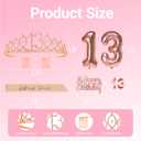 2 x Papoopy 5Pcs Birthday Decorations with Crown Tiara, Sash, Cake Topper, Candle and Number Balloon for Gifts, 13th Birthday Gifts for Her