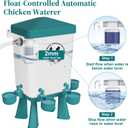 Chicken Waterer, 3 Gallons Automatic Chicken Waterers with 5ft Pipe, Float Controlled Automatic Poultry Water Feeder, 5 Chicken Waterer Cups (Blue, 3 Gallons)