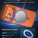 TOBOVON for iPhone 17 Pro Max Case, Fits MagSafe, with Built-in Camera Ring Stand & Lens Protector, Slim Translucent Matte Military-Grade Drop Protection Magnetic Cover, Orange