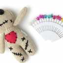 Voodoo Doll with 18 Pins, Creepy Horror Plush Stress Relief Halloween Decoration & Funny Gag Gift for Friends, Office & Party for Adult