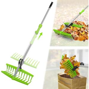 2-in-1 Leaf Grabber Rake Back Saving, Ergonomic Leaf Scoops Claws with Long Handle, Efficient Leaf Picker Upper Grabber Shovel for Yard Work Lawns Clean Up, Easy Pick Up Leaves No More Bending Over
