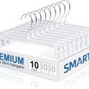 Smartor Skirt Hangers | Pants Hanger with Clips | 10 30 60 Pack | Space Saving| Durable| Strong Clips| Pant Hanger for Men| White Hangers Clips for Women Shorts, Jeans, Slacks - 10 Pack