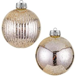 Large Christmas Ball Ornaments, Oversized Shatterproof Plastic Decorative Hanging Mercury Ornaments Ball for Xmas Holiday Party Decorations (Champagne, 6.0")
