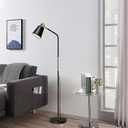 LALISU Floor Lamp, Industrial Floor Lamps for Living Rooms Rustic Farmhouse Reading Standing Floor Lamp Adjustable Metal Heads Indoor Task Lighting for Living Room Bedroom Office Home Dcor (Black)