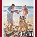 decorUhome 12x18 Picture Frame, Display Pictures 11x17 with Mat or 12x18 without Mat, Wall Mounting Photo Frame, Red, 1 Pack