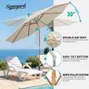 9FT/10FT Bamboo Patio Umbrella, Large Outdoor Umbrella with UPF 50+ Sun Protection, Rope Pulley Lift & Push-Button Tilt, 8-Rib Ventilated Canopy for Garden, Deck, Backyard & Outdoor Dining