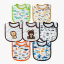 7Pcs Cotton Waterproof Baby Bibs Hook Loop Closure Newborn Bib Keepsake Baby Gift for Drooling Feeding Eating