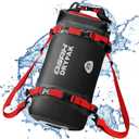 25L Waterproof Dry Bag - Motorcycle Luggage Tail Bag with Straps for Back Seat, Roll Top Lightweight Waterproof Backpack Sack for Travel, Swimming, Boating, Kayaking, Camping and Beach (Blackred)