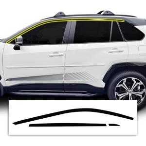 BOGAR TECH DESIGNS Side Window Chrome Delete Overlays Compatible with Toyota Rav4 2019-2025, Gloss Black