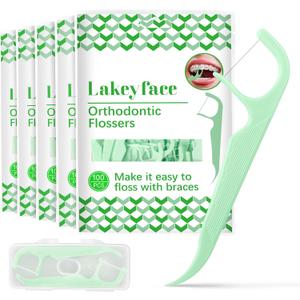 500 Count Orthodontic Flossers for Braces with Floss Dispenser, Braces Flossers for Adults & Kids, Floss Picks for Brace Fits Under Arch Wire, No Break & No Shred Floss, 100 Count Bag (Pack of 5)