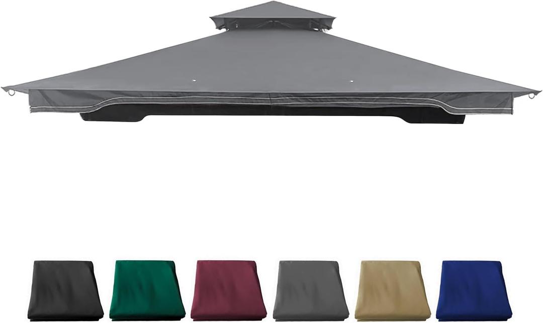Replacement Gazebo Cover Compatible with SUNJOY 10 x 12 Regency II Patio Gazebo, L-GZ798PST, A111014400,(11X13 Ft) A101004104,A101004105,A111002001(Grey)