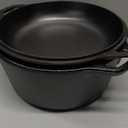 Lodge Cast Iron Double Dutch Oven 5 Quart - Pre-Seasoned 2-in-1 Cast Iron Cookware - Pot & Skillet Combo - Even Heat Retention - Oven-Safe, Versatile Pot