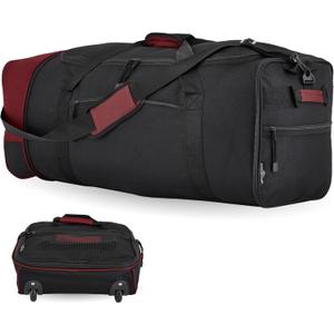 Travelers Club 32-inch Collapsible Expandble Travel Rolling Duffel Bag (Red)