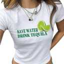 SHENHE Women's Summer Lemon Graphic T Shirt Crop Top Crew Neck Short Sleeve Slim Fit Cute Print Baby Tee (White, S)