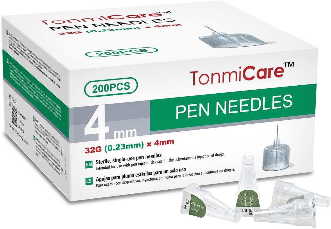 Pen Needles 32g 4mm Ultra Fine, Compatible with Most Diabetes Pens, 200 pcs/Box (5/32'')