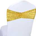 SquarePie Pack of 100 Sequin Chair Sashes Bows Gold Sparkly Sequin Chair Covers Bands for Wedding Party Banquet Home Decor