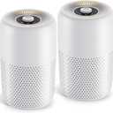 2 Pack YARIKI Air Purifiers for Bedroom Home with Aromatherapy Function,Small Air Purifier with Nightlight Speed Control,24dB Low Noise for Better Sleep,For Pet Room Dorm Kitchen,P60 (White)