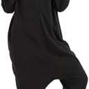 AMAMHAHAVA Cozy Black Cat Onesie Pajamas for Adults Halloween Costume One-Piece Cosplay Christmas Sleepwear.M