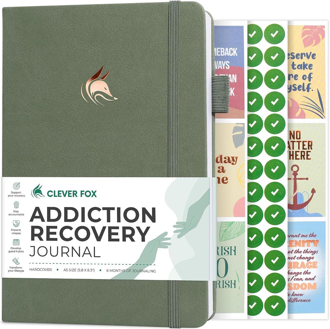 Clever Fox Addiction Recovery Journal – Addiction Treatment Planner & Workbook – Daily Sobriety Journal for Recovery Progress, A5 (Cypress)