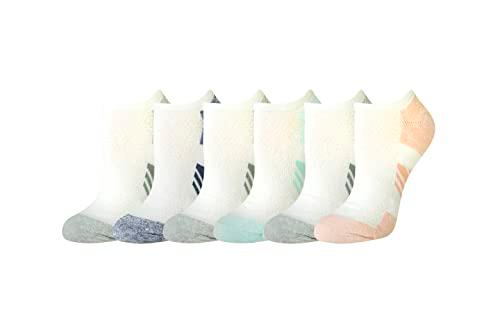 Amazon Essentials Women's Performance Cushioned Breathable Athletic No-Show Sports Socks, 6 Pairs, White, 8-12