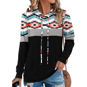 Angerella Hoodies for Women Camo Leopard Print Tops Pullover Hooded Sweatshirt Drawstring with Pocket (XX-Large, 3-triangle Print)
