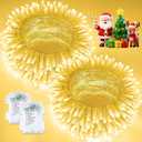 2 Pack Christmas String Lights Battery Operated with Timer, 66FT 200 LED Waterproof Twinkle Lights, 8 Modes Fairy Light for Indoor and Outdoor Bedroom Garland Tree Christmas Decorations (Warm White)