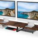 Aothia Dual Monitor Stand Riser - Metal Leg Monitor Stand with Drawer, Desk Shelf for PC, Laptop & Screen (Vintage)