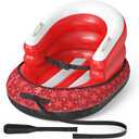 Inflatable Snow SletQPAU Snow Sled for Toddlers 1-3 with Canvas Cover, Inflatable Baby Sled with 3-S