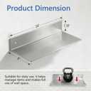 Brushed Nickel Stainless Steel Floating Shelves Wall Mounted Metal Shelf Heavy Duty Picture/Photo/Plant Display Ledge, Linear Floating Shelf Modern Farmhouse Shelf (24x8)