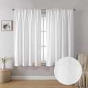 Simplebrand Grace White Light Filtering Curtains for Bedroom 54 Inch Length 2 Panels, 3D Embossed Textured Thick Fabric Curtains, Soft Touching Casual Rod Pocket Drapes Privacy Curtains, 52" Wide