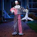 JOYIN 65" Halloween Animatronics Clown Holding Doll, Life Size Halloween Decoration Outdoor with Motion & Sound & Light, Sound Activated Animated Decor for Party Supplies Haunted House Yard Lawn