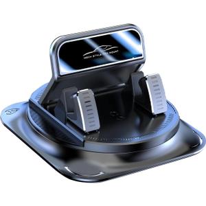 Dashboard Mobile Phone Holder, 360-degree Rotation Anti-slip Double-layer Shock-absorbing Pad for Stable & Vibration-free Navigation Support, One-handed Removal Placement (Black)