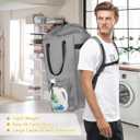 Laundry Bag Backpack Extra Large, 110L Laundry Backpack Heavy Duty with Shoulder Straps, Collapsible and Mesh Pocket Dorm Laundry Basket Hamper Bag for College, Travel, Laundromat, Apartment Grey