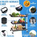 Utility Cart with Wheels, 3 Tier Rolling Cart, Food Cart, Plastic Heavy Duty Utility Cart, Restaurant Kitchen Service Cart on Wheels for Office Business Garage 510lbs 16.9" D x 31.5" W x 39.5" H