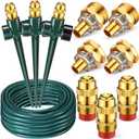 Landical Above Ground Irrigation Garden Sprinkler System 3 Pack Lawn Sprinkler and 32.8 ft Garden Hose Drip Irrigation System Garden Watering System DIY Plant Watering Set for Yard(Dark Green)