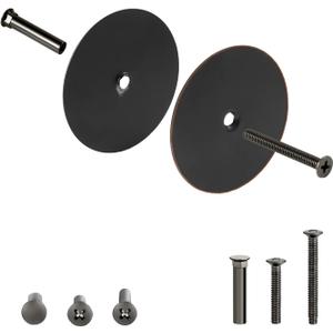 1 Pack Door Hole Cover Plate Oil Rubbed Bronze Deadbolt Cover Plate 2 5/8" Diameter Round Door Knob Hole Filler Plate, 1" and 1.5" Screws, Reinforcer Locks and Doors for Home Security