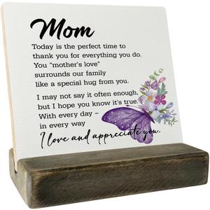 6 x Touching Poem for Mother Gifts from Daughter/ Son, Plaque with Wooden Stand, Meaningful Wood Sign Plaque Gift, Unique Gift Idea for Mom, Meaningful Gifts for Mom, Birthday Mothers Day Gift (Mothers Love 01)
